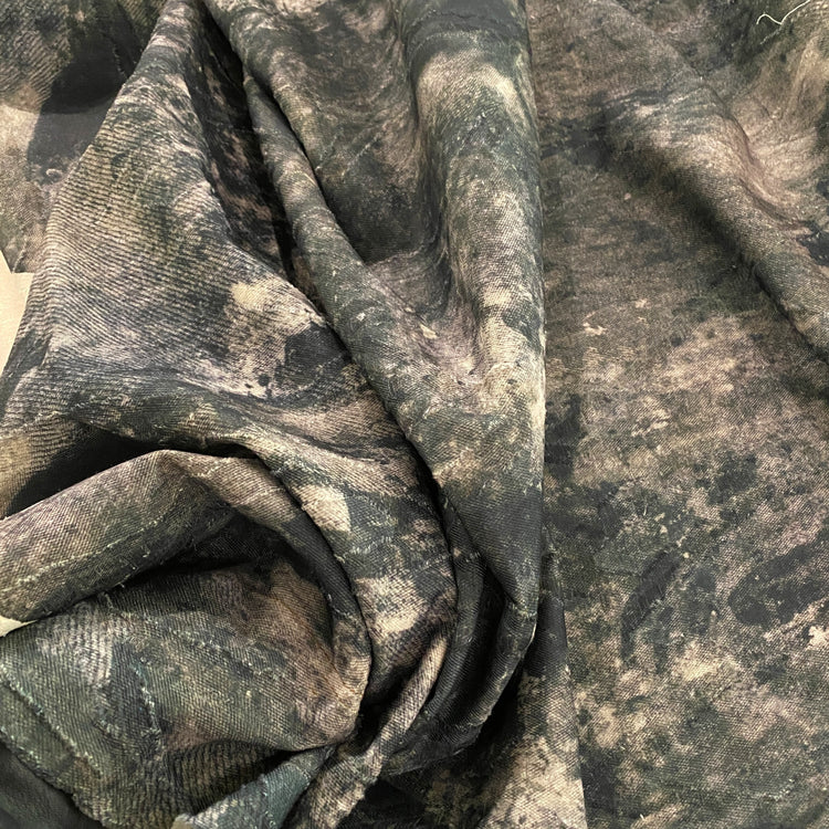 Ink Blot Camo Denim Jacquard - Dark Sea Green / Ivory