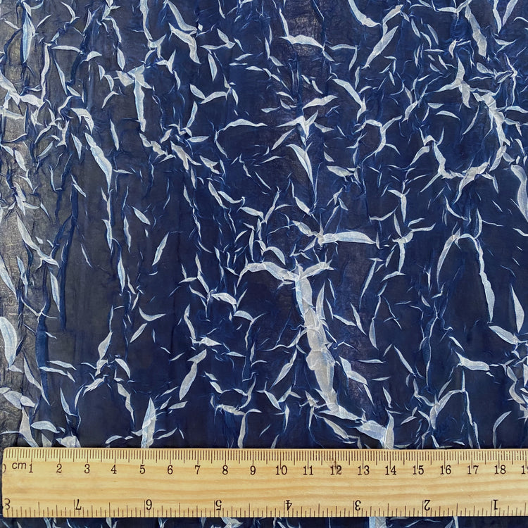 Pliage Creased Plisse Chiffon - Midnight Blue / White