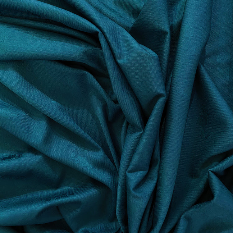 Rose Dobby Motif - Basket Weave - Teal