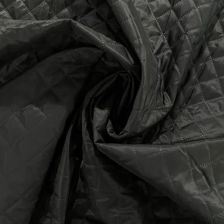 Diamond Quilted Satin - Black