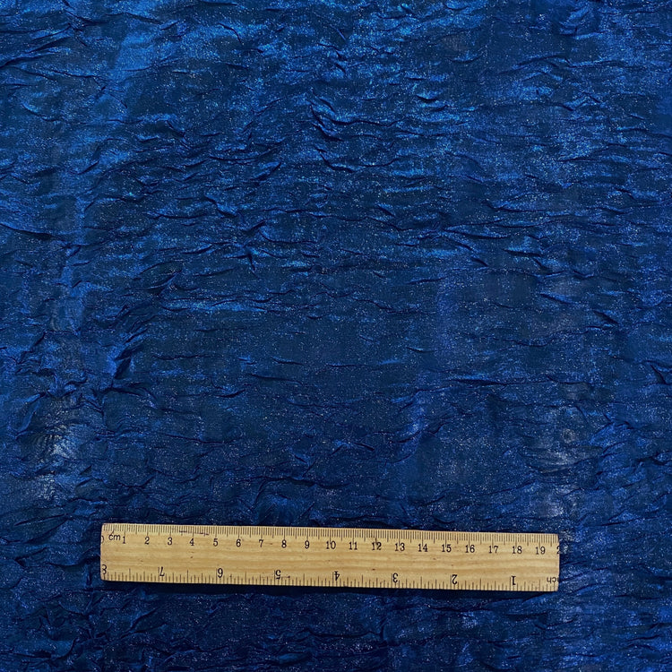 Metallic Creased Shot Organza - Navy Blue