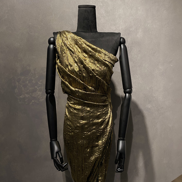 Metallic Coated Plisse Satin - Gold / Black