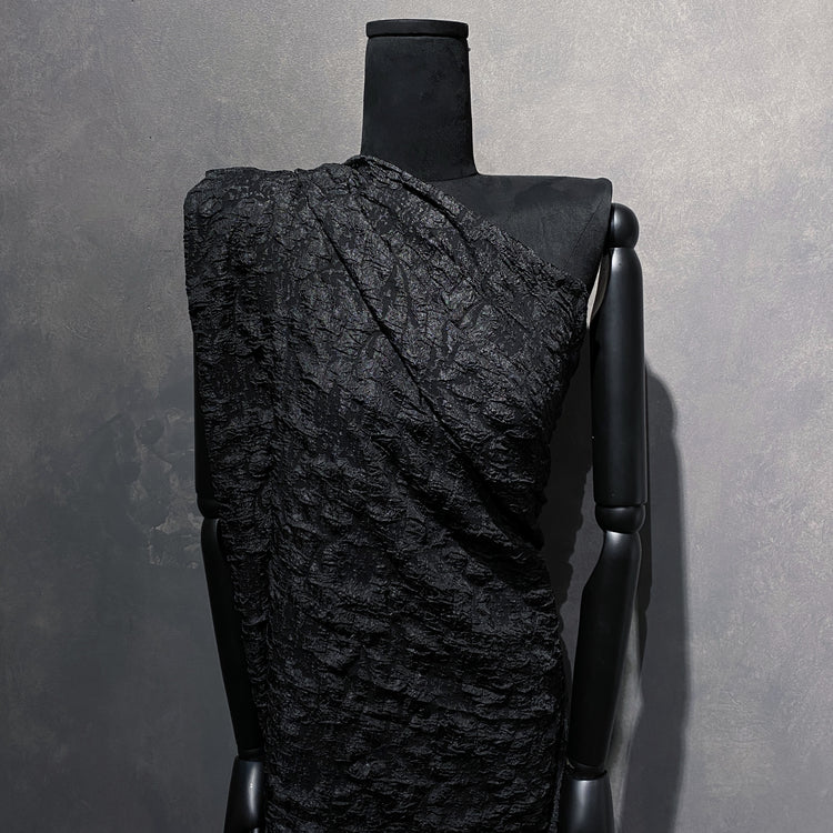 Crinkle Textured Cloqué - Black