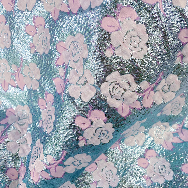 Floral Vine Poly/Lurex/Nylon Brocade - Purple/Turquoise