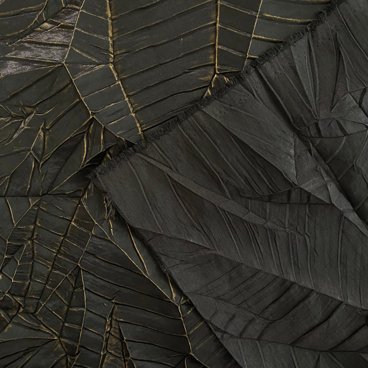 Tarnished Tangram Plisse Satin - Black / Gold