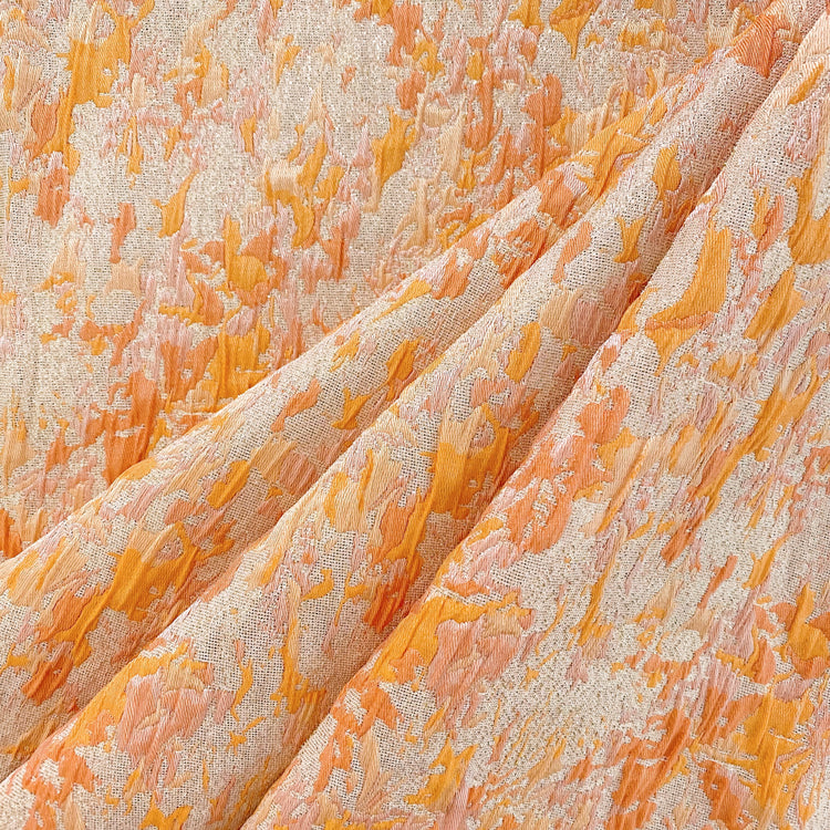 Abstract Metallic Cloqué Brocade - Orange / Platinum