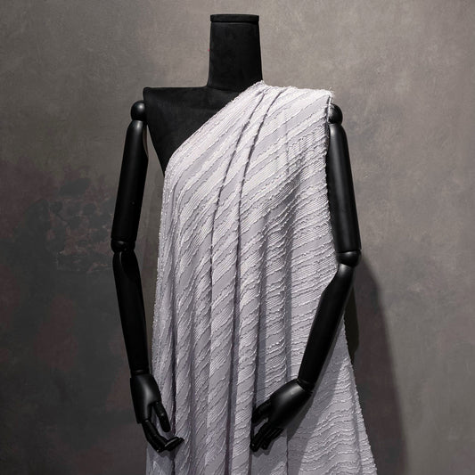 Flange Striped Sheer Crepon - Silver Grey