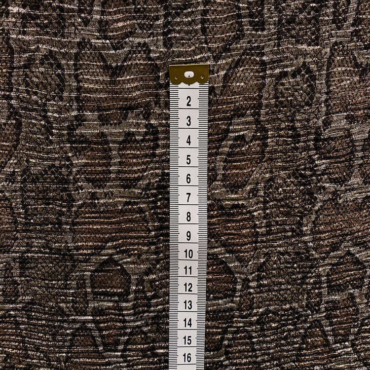 Snake Skin Metallic Foil Plisse Satin - Bronze / Gold / Black