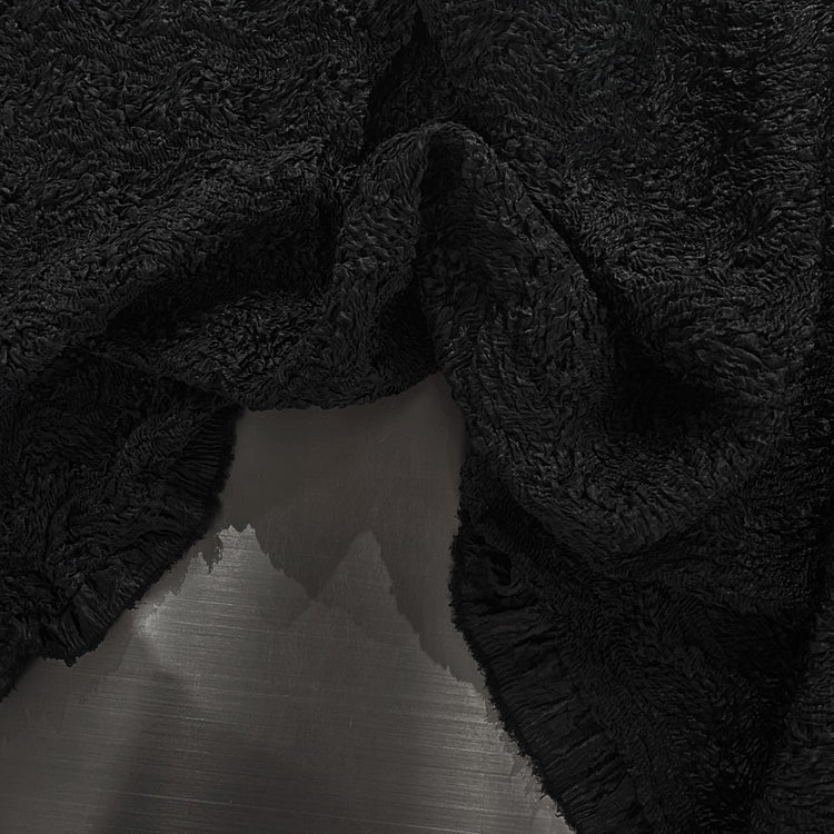 Warped Checkerboard Smocked Satin - Black