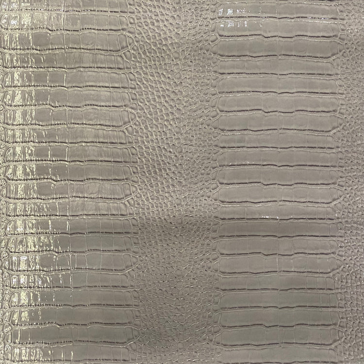 Patent Crocodile Faux Leather - Small Pattern - Grey