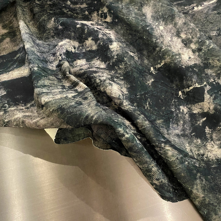 Ink Blot Camo Denim Jacquard - Dark Sea Green / Ivory