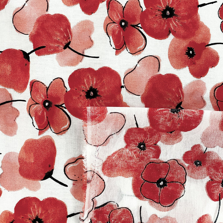 Simple Poppy Cotton Poplin - Red