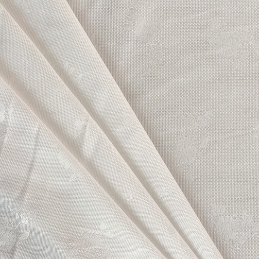 Rose Dobby Motif - Duck Basket Weave - White