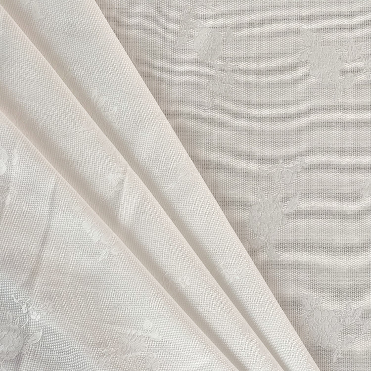 Rose Dobby Motif - Duck Basket Weave - White