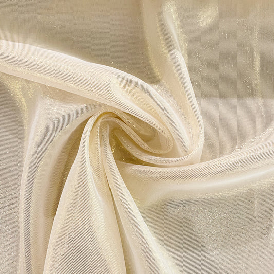 Silk Lurex Chiffon - White / Gold