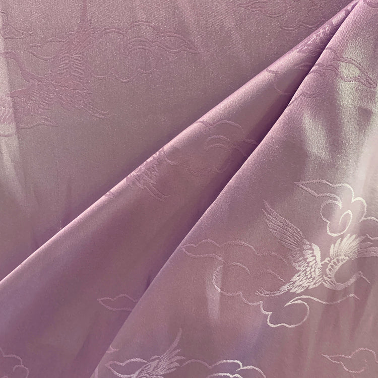 Satin Crane Motif Damask Jacquard - Lavender
