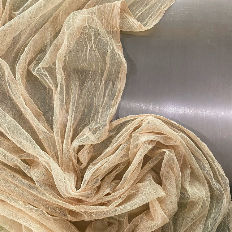 Creased Mesh Knit - Weft Stretch - Beige