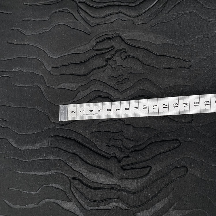 Embossed Tiger Stripe Double Knit - Black