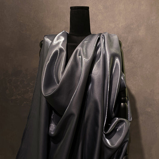 Shimmering Lake Satin - Slate Grey