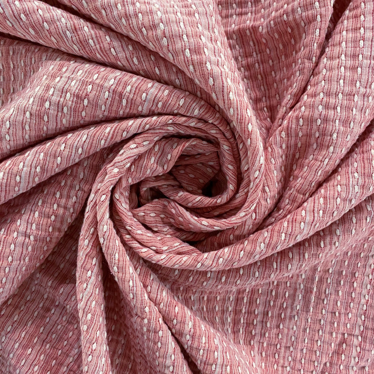 Sashiko Boro Yarn Stripe Cotton - Light Pink