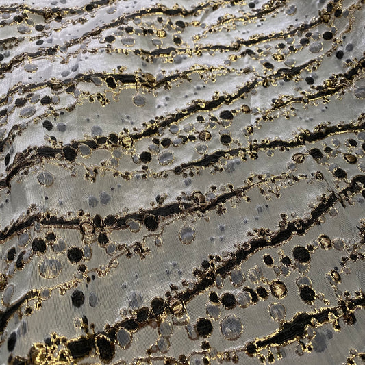 Abstract Kelp Forest & Air Bubble Brocade - White Smoke/Black