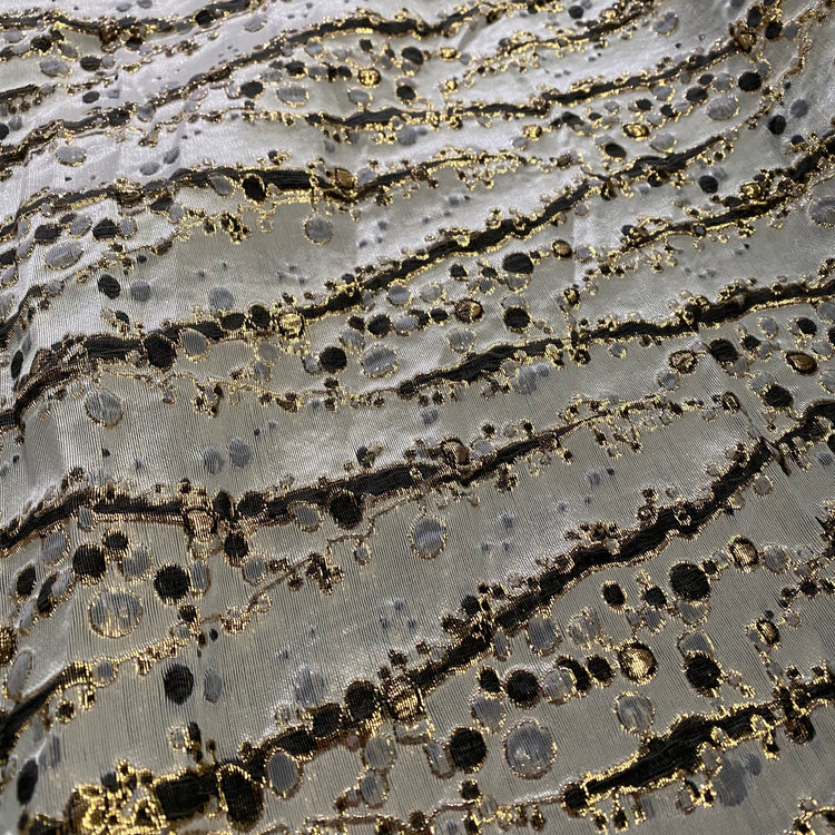 Abstract Kelp Forest & Air Bubble Brocade - White Smoke/Black