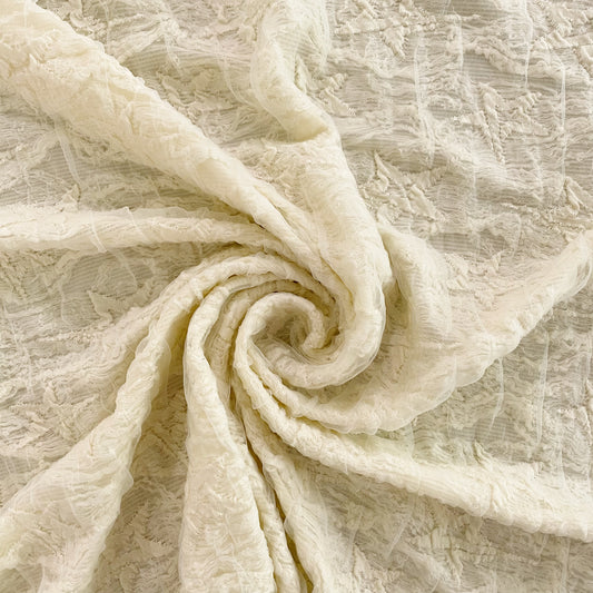 Distressed Star Applique - Wrinkled Tulle on Knit - Ivory (Deadstock)