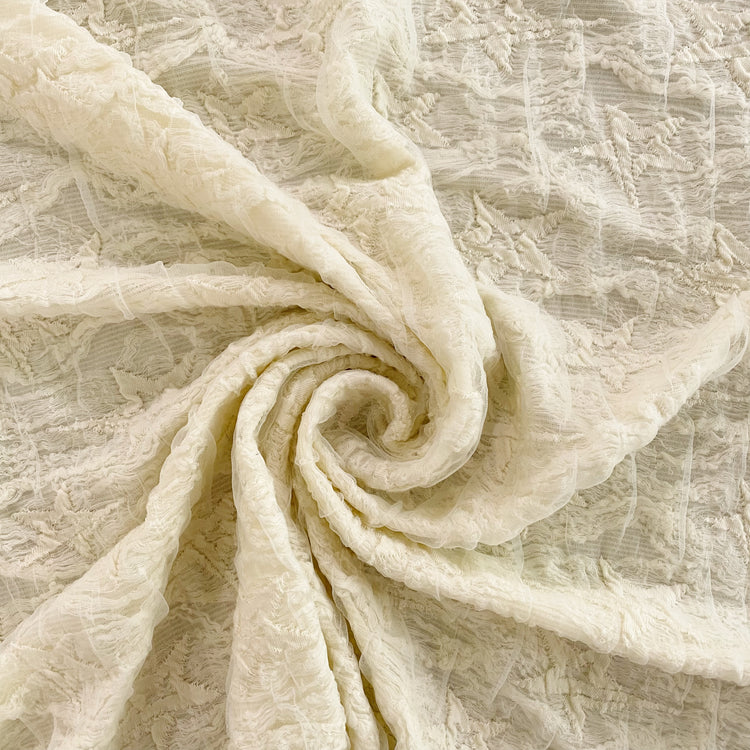 (Remnant) Distressed Star Applique - Wrinkled Tulle on Knit - Ivory - 1.2m (Blue mark)