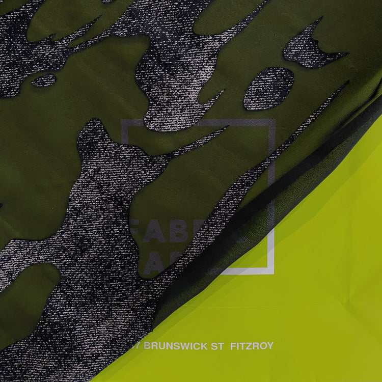 Dripping Denim Devoré Burnout Chiffon - Black / Silver