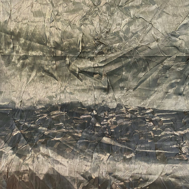 Bonded Sheer Foiled Creased Chiffon - Gold/Black