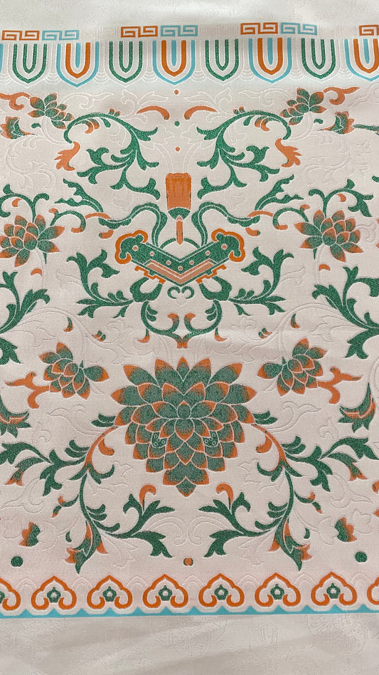Eastern Garden Brocade - Panelled Repeat - Cornsilk