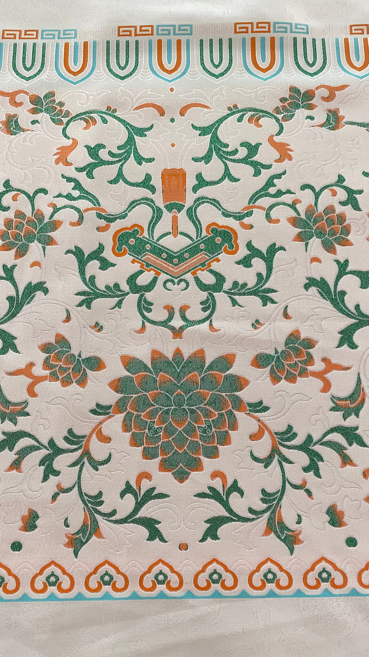 Eastern Garden Brocade - Panelled Repeat - Cornsilk