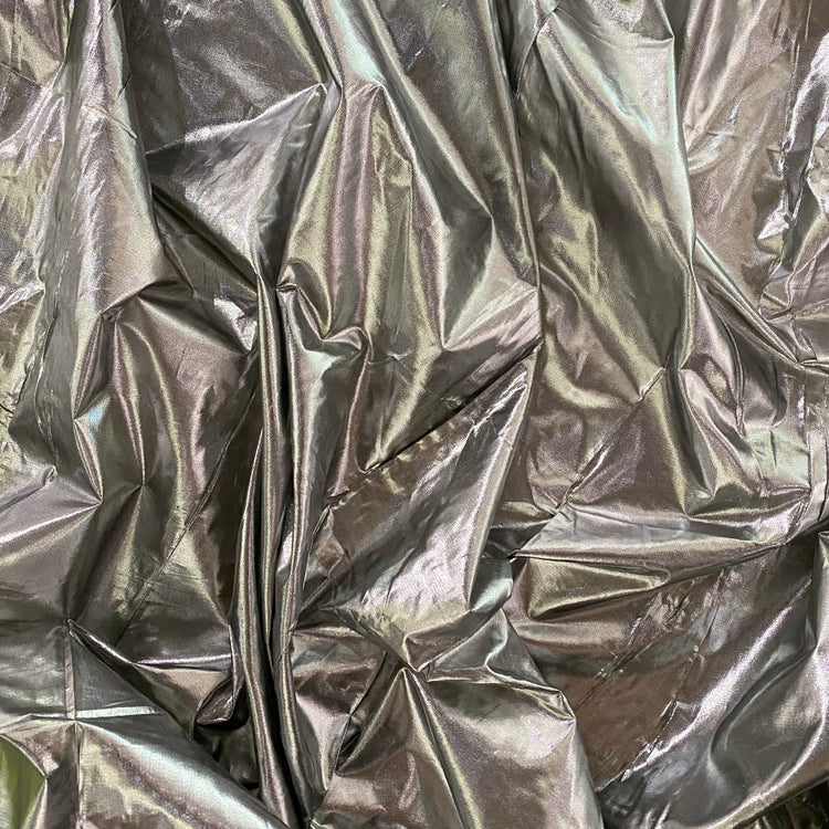 Metallic Foil Tissue Organza - Silver / Black