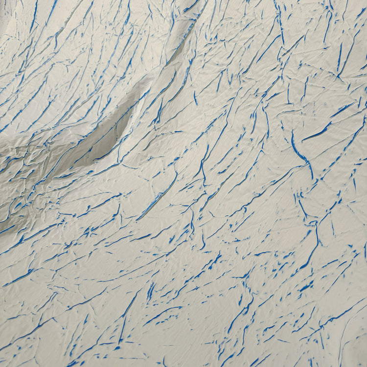 Abstract Frottage Print Sateen - White/Blue