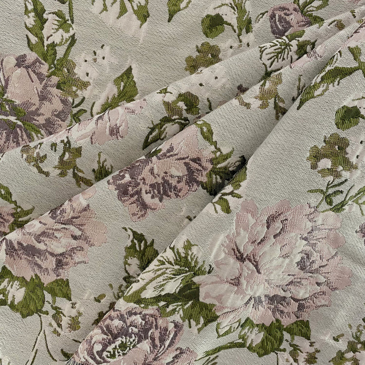 Soft Rose Brocade - White Smoke / Olive Drab / Lavender Blush