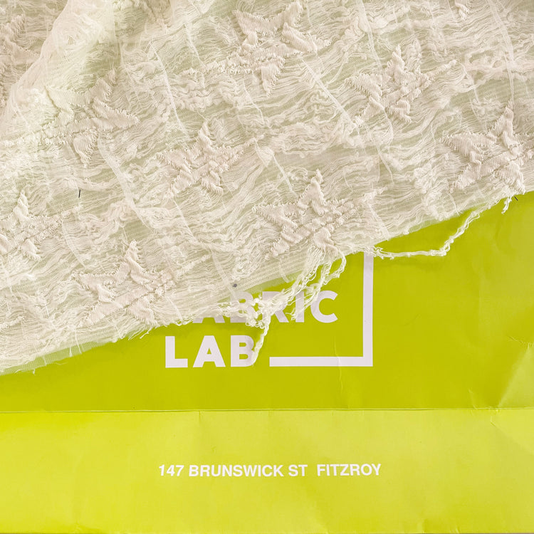 Distressed Star Applique - Wrinkled Tulle on Knit - Ivory (Deadstock)