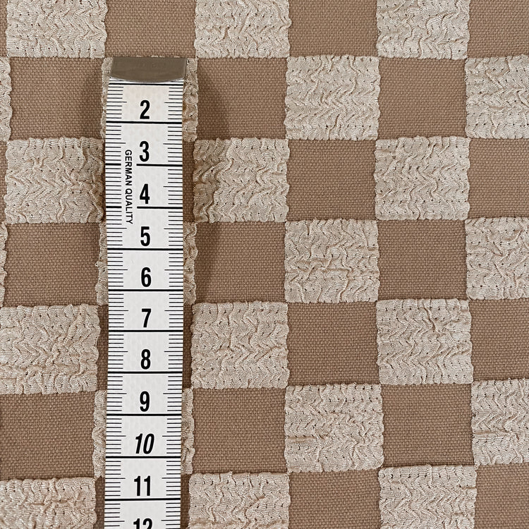 (Remnant) Stretch Chequered Double Weave - Brown - 65cm