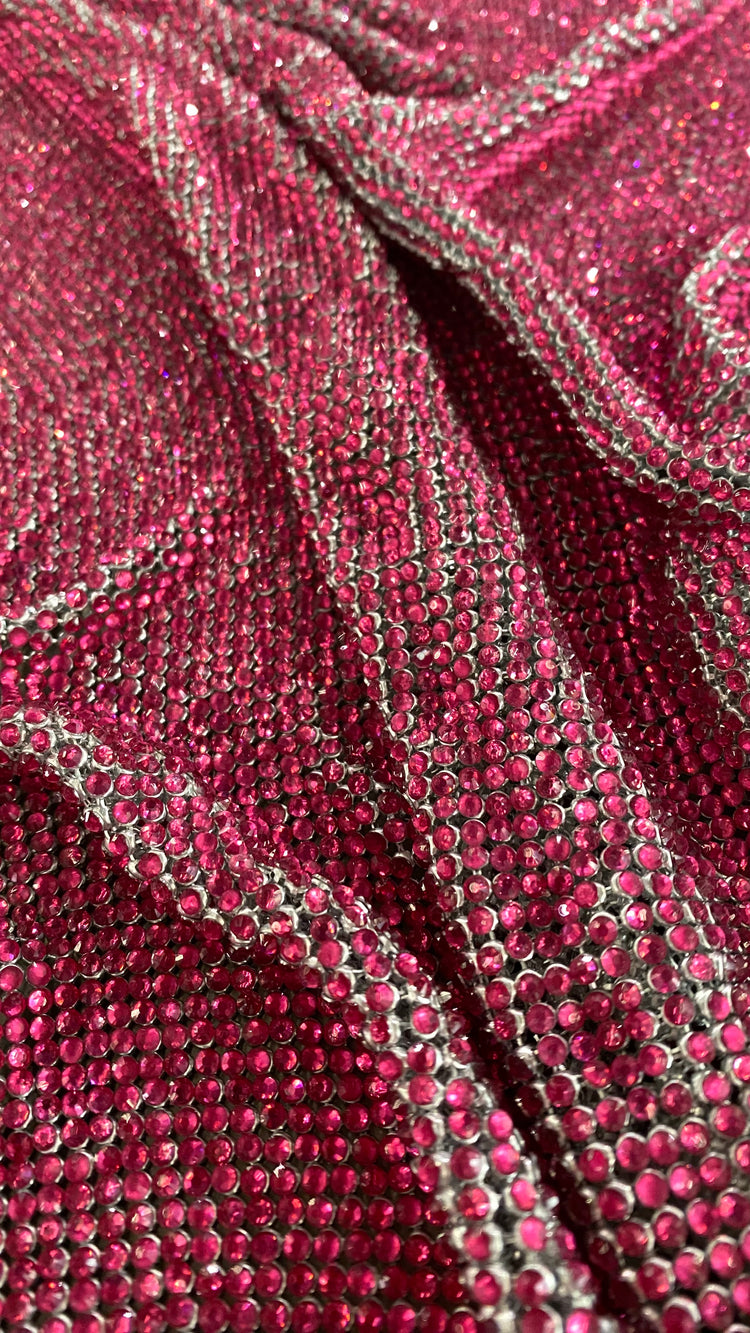 Rhinestone Glomesh - Pink / Silver