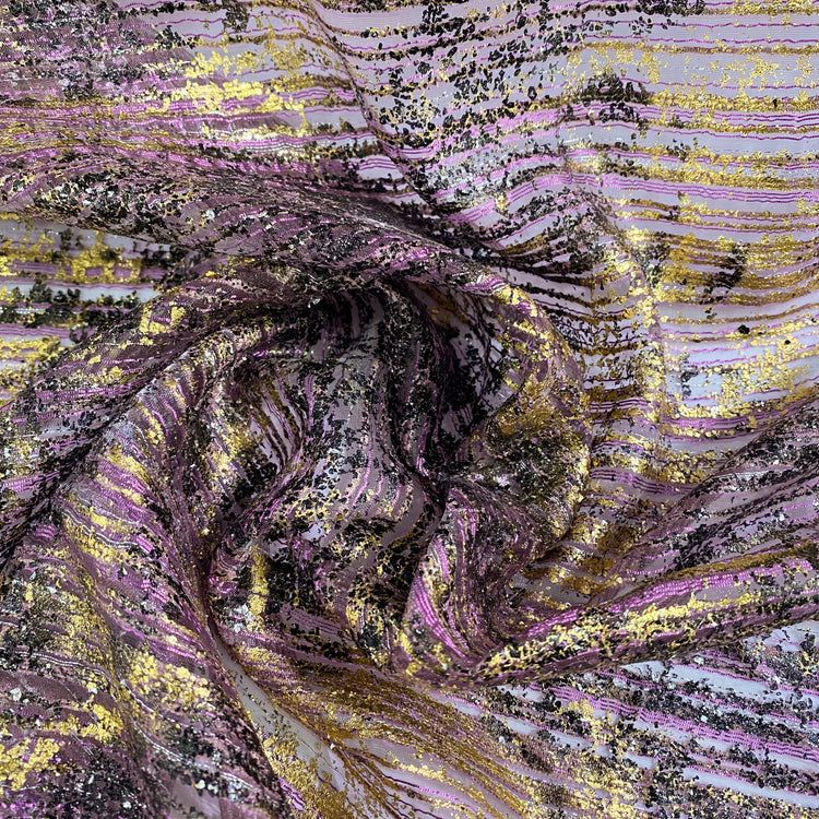 Foiled Devore - Dark Violet/Gold