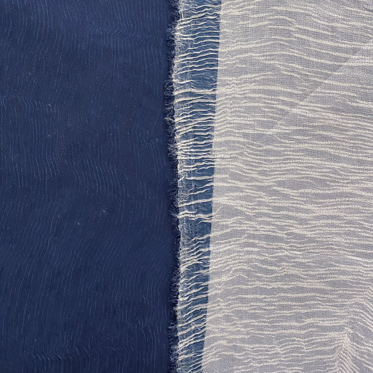 Pliage Bonded Plisse Chiffon - Dark Blue / White