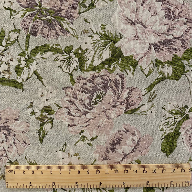 Soft Rose Brocade - White Smoke / Olive Drab / Lavender Blush