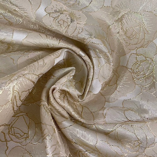 Raised Edge Rose Brocade - Metallic - Gold/Ivory