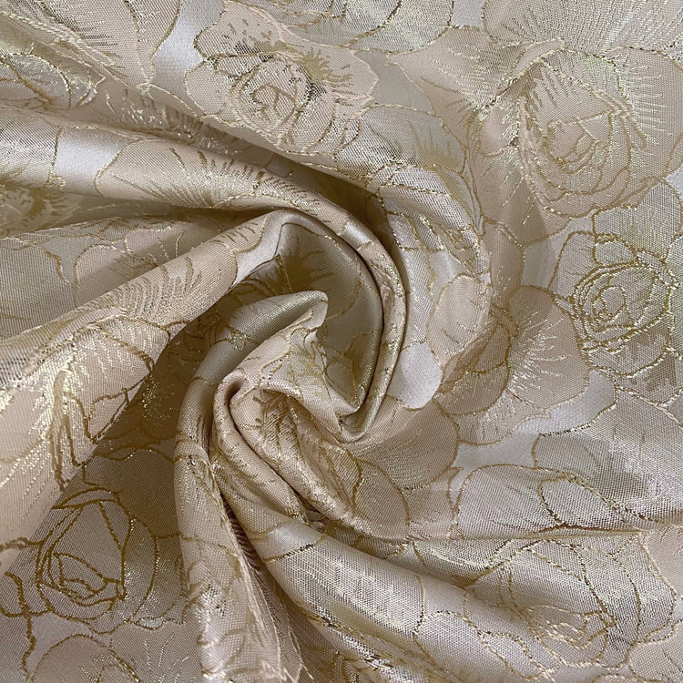 Raised Edge Rose Brocade - Metallic - Gold/Ivory