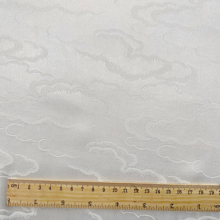 Gentle Clouds Satin Damask - Snow White