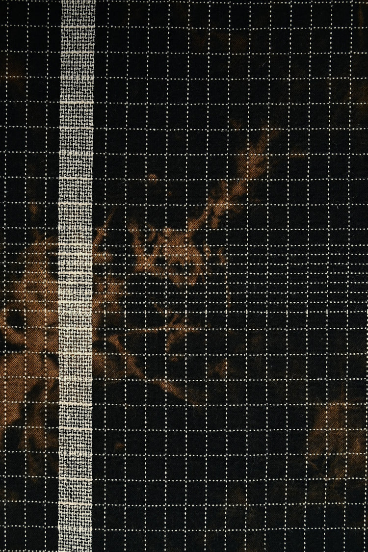 Shibori Dyed Cotton Check - Black/Dark Orange