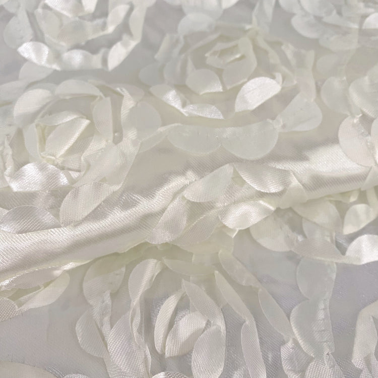 3D Rose Satin - White