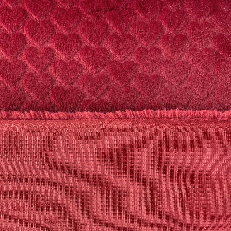 Heart Scaled Faux Fur - Short Pile - Red