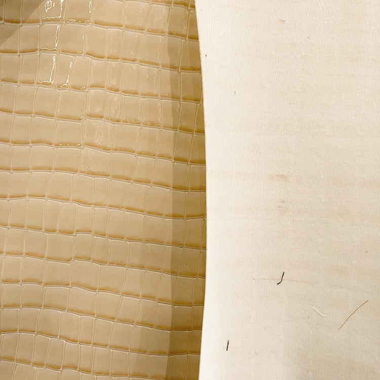 Patent Alligator Faux Leather - Large Pattern - Egg Shell