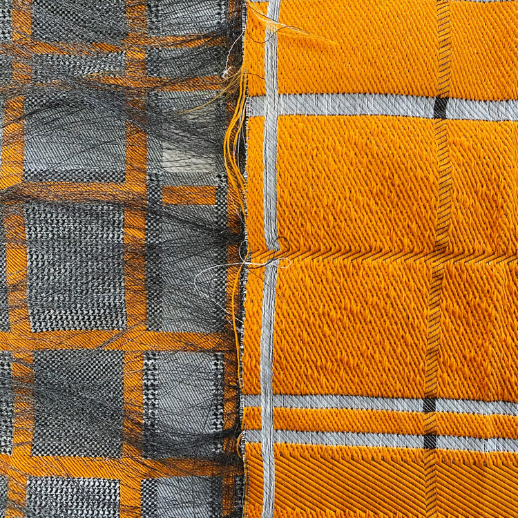 Long Yarn Float Glen Plaid Dobby - Black / Grey / Orange