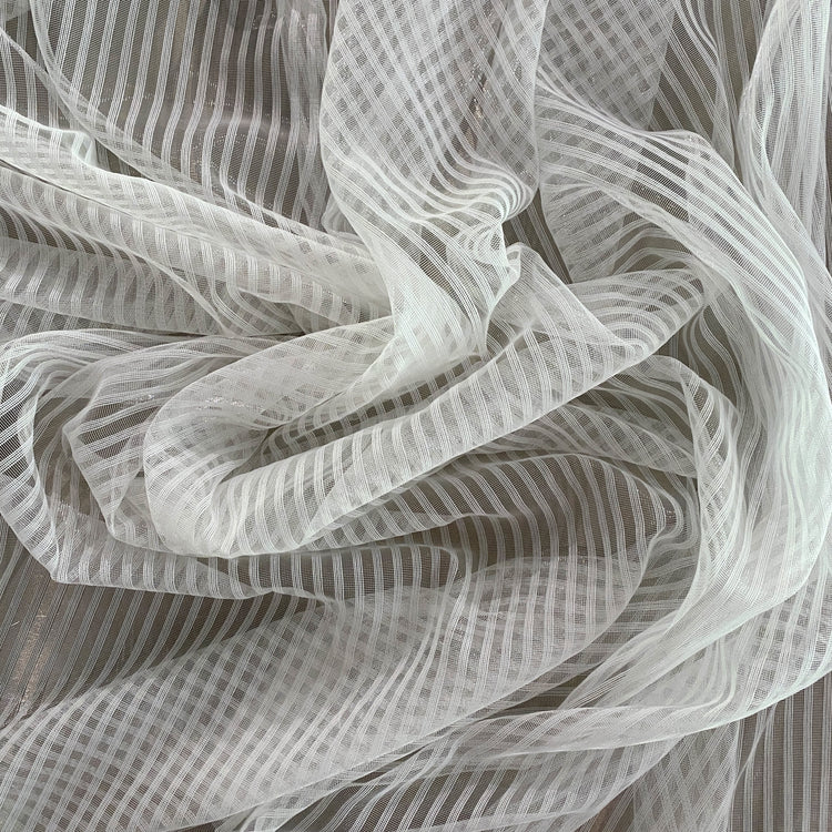 Striped Open-Weave Mesh - White